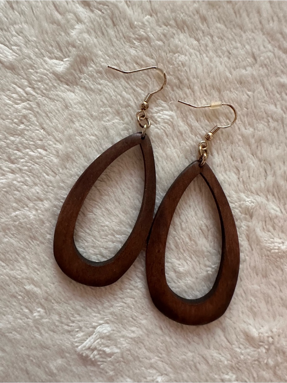 Brown Teardrop Wood Earrings - Women Jewelry